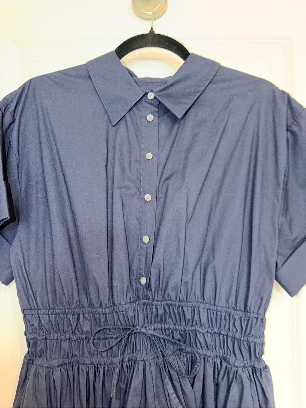 J.Crew Classic Navy Elena Mini Shirt Dress with Drawstring Waist - Picture 4 of 7